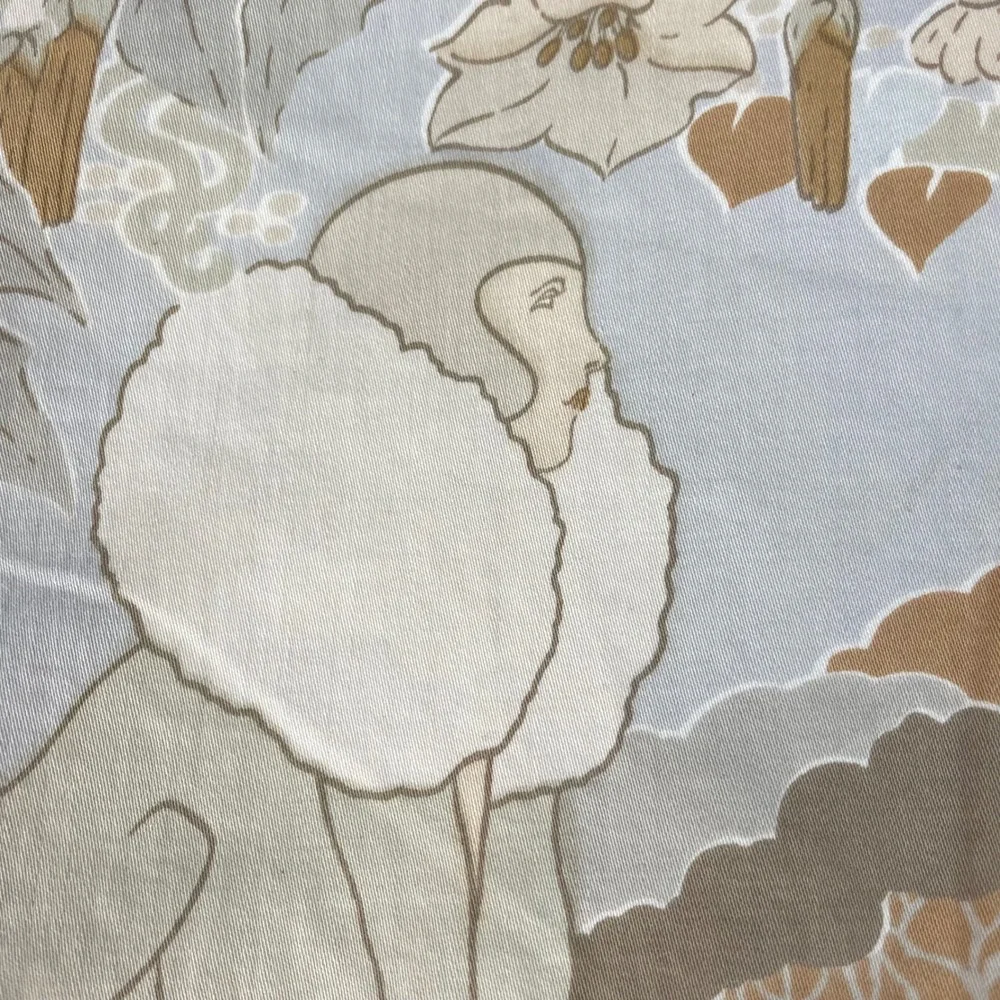 Vintage Cushion Cover 1970s Illustration Handmade Brown White Floral Women Home